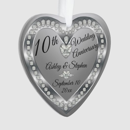 10e anniversaire Mariage garde diamants d'argent (devant)