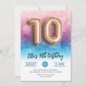 10e anniversaire Pink Blue Gradient Invitation (Devant)