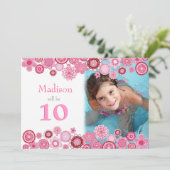 10e anniversaire Pink Party Invitation Carte photo (Debout devant)