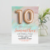 10e anniversaire Rose Gold Marble Invitation (Debout devant)