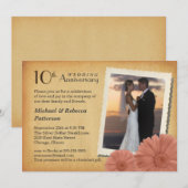 10e anniversaire Vintage Daisy Photo Invitations (Devant / Derrière)