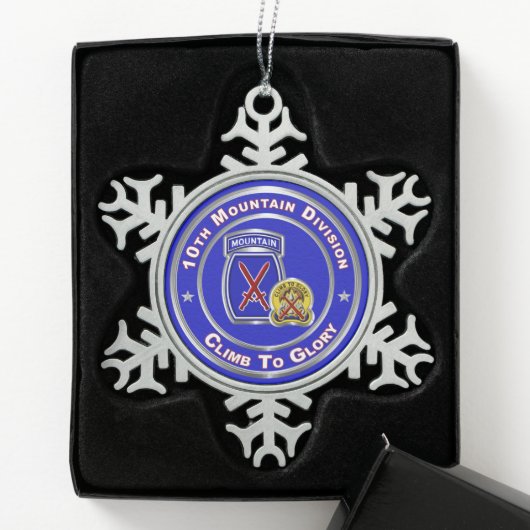 10e bergdivisie tin sneeuwvlok ornament (Kistje)
