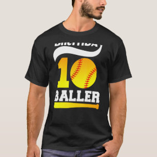 10e Birthday Baller Cute 10 Year Old Girl Softbal T-shirt