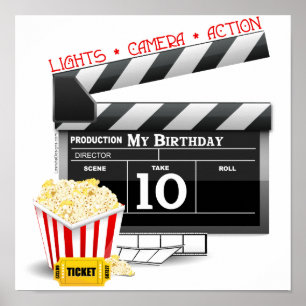 10e Birthday Hollywood Movie Party Poster
