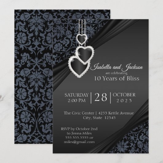 10e Black Onyx Jubileumdesign Kaart (Voorkant / Achterkant)