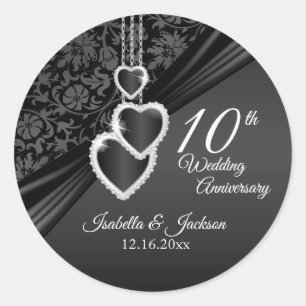 10e Black Onyx Wedding Jubileum Classic Round Ronde Sticker