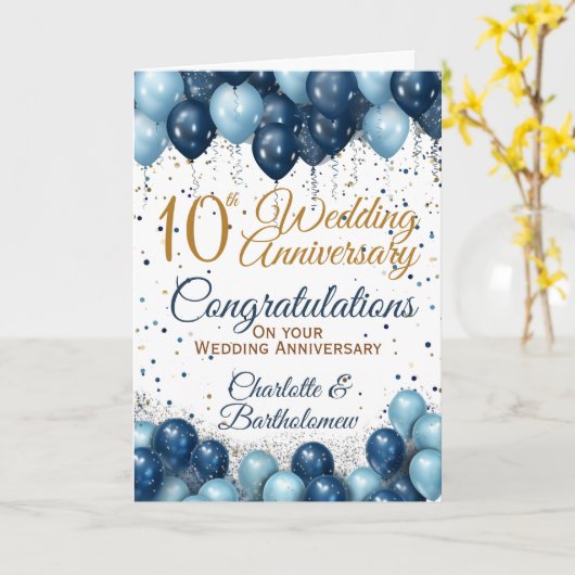 10e bruiloft Jubileum Gefeliciteerd Kaart (Gele Bloem)