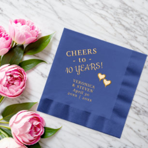10e bruiloft Jubileum juicht twee harten Folie Servetten