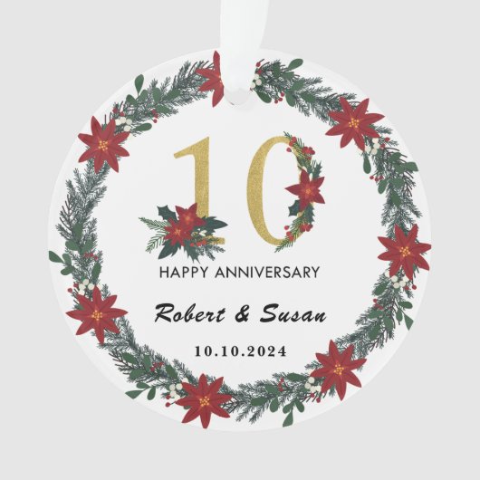 10e bruiloft Jubileum kerstcadeaus Ornament (voorkant)