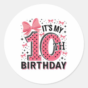 10e Coquette Verjaardag Meisje 10 Jaar Oud Meisje  Ronde Sticker