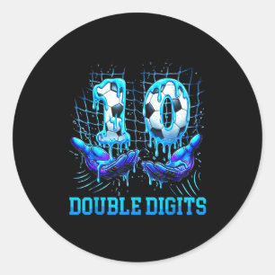 10e dubbele cijfers verjaardag jongen voetbal ijs  ronde sticker