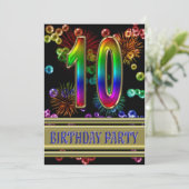 10e fête d'anniversaire Invitation avec bulles (Debout devant)