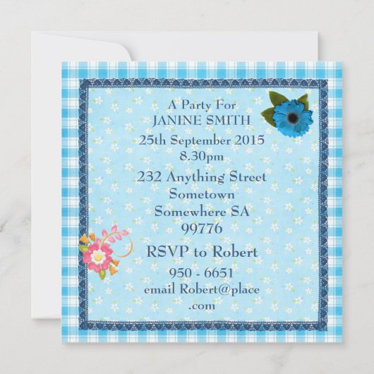 10e fête d'anniversaire Invitation fleurs, papillo (Dos)