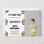 10e Football Birthday Uitnodigingen met foto (Voorkant)