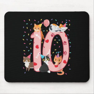 10e geboorte-Girl Cute Cat Outfit 10 jaar oud Bd Muismat