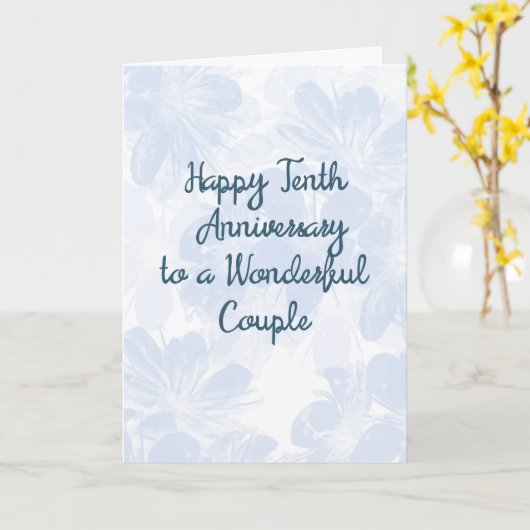 10e huwelijksjubileumkaart blauwe bloemen kaart (Gele Bloem)