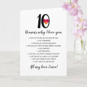 10e huwelijksverjaardag Valentijnsdag 10 redenen Kaart
