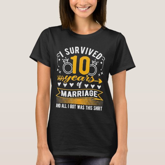 10e Jubileum, 10 jaar getrouwd T-shirt (Voorkant)
