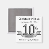 10e Jubileum Bewaar de datum Feestgunsten Magneet (Voorkant / Achterkant)