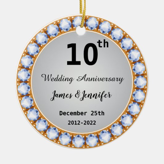 10e Jubileum diamant Keramisch Ornament (Voorkant)