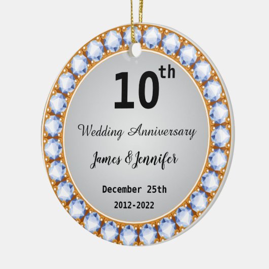 10e Jubileum diamant Keramisch Ornament (Links)