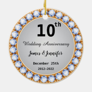 10e Jubileum diamant Keramisch Ornament