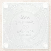 10e Jubileum. Diamanten en zilveren tinten Glazen Onderzetter (Achterkant)