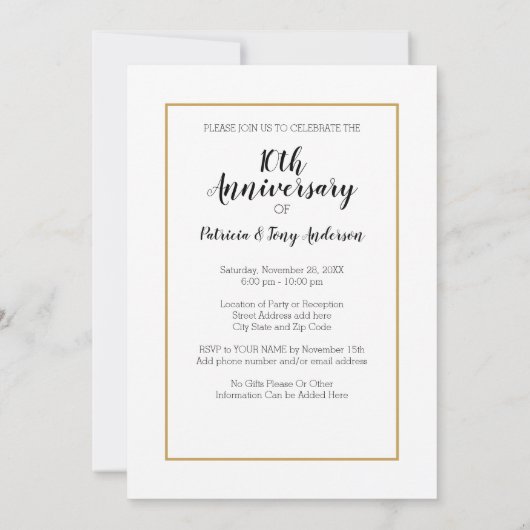 10e Jubileum en fotouitnodiging Kaart (Achterkant)