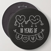 10e Jubileum Gift Chalk Hearts Ronde Button 6,0 Cm (Voorkant /achterkant)
