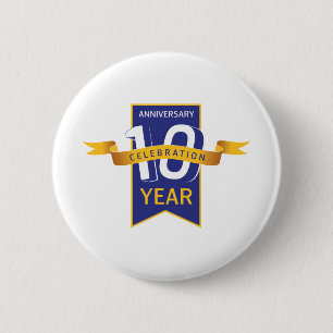 10e Jubileum jaar feestdag Ronde Button 5,7 Cm