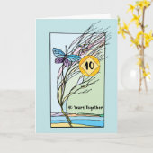 10e Jubileum Relatie vlinder Kaart (Gele Bloem)