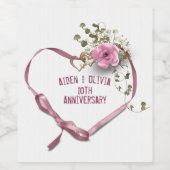 10e Jubileum Roze Wijnbouwlabel Wijn Etiket (Enkel label)