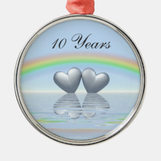 10e Jubileum Tin Hearts Metalen Ornament
