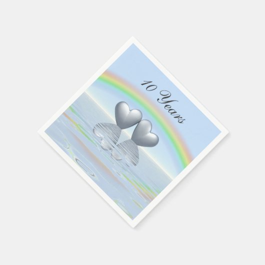 10e Jubileum Tin Hearts Servetten (Hoek)