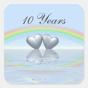 10e Jubileum Tin Hearts Vierkante Sticker