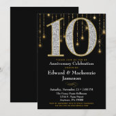 10e jubileum uitnodiging Zwart Goud Diamanten (Voorkant / Achterkant)