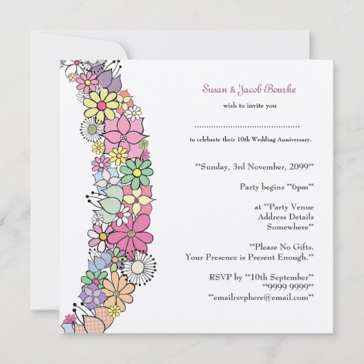 10e Jubileum van het Ttiende Weddenschap Aangepast Kaart (Achterkant)