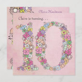 10e Meisjes - Verjaardag - Aanbesteding Kaart (Voorkant / Achterkant)