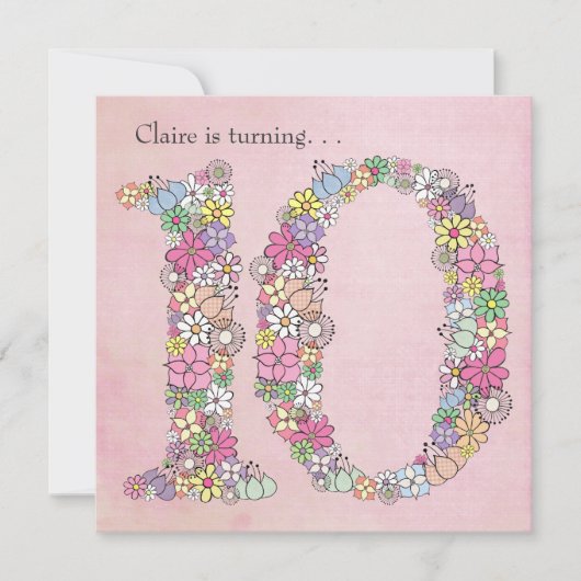 10e Meisjes - Verjaardag - Aanbesteding Kaart (Voorkant)