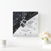 10e Onyx Wedding Jubileum Keepslag Vierkante Klok (Huis)