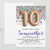 10e Roos Gold-uitnodiging Kaart (Voorkant / Achterkant)