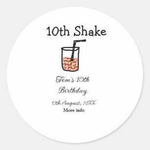 10e shake 10e gelukkige verjaardag milkshake krabb ronde sticker