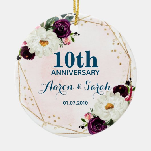 10e Silver Wedding Jubileum Keepasje Keramisch Ornament (Voorkant)