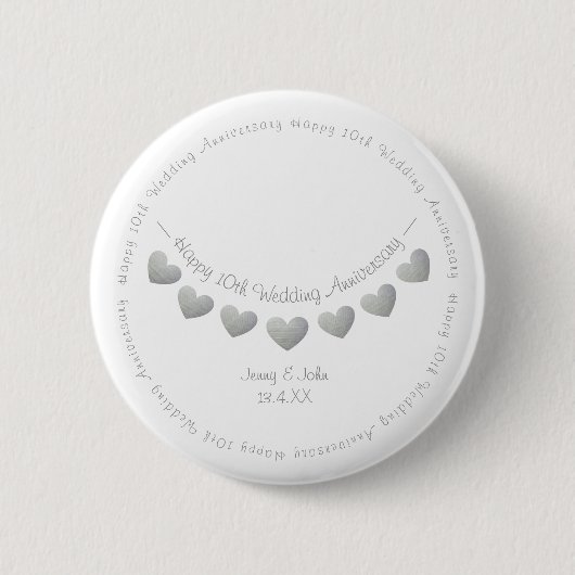 10e tin/aluminium bruiloft Jubileum Ronde Button 5,7 Cm (Voorkant)
