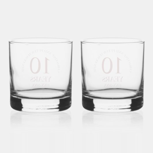 10e Tin Bruiloft Jubileum Handtekening Whisky Glas (Achterkant)