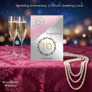 10e trouwdag Heldere diamant & parels Kaart