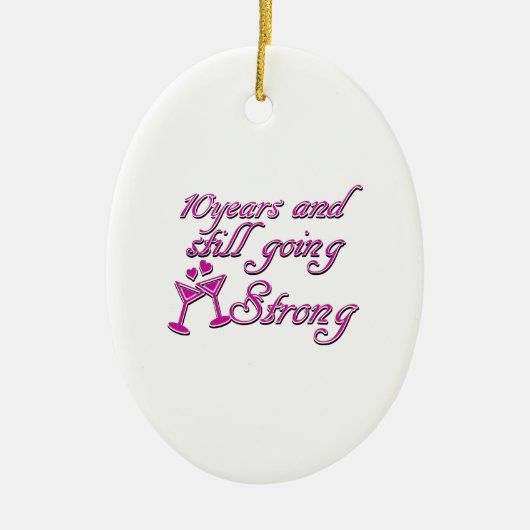 10e trouwdag keramisch ornament (Voorkant)