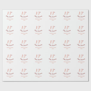 10e trouwdag perzik pastel naam retro b cadeaupapier