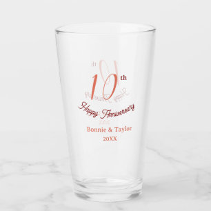 10e trouwdag perzik pastel naam retro b glas