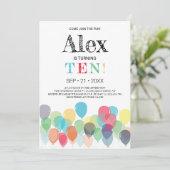 10e uitnodiging van de Birthday Balloons (Staand voorkant)